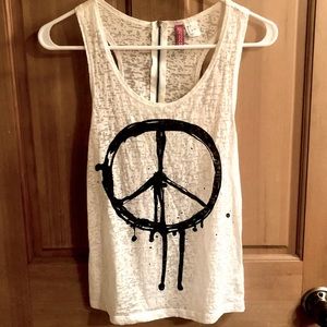 H&M Divided Paint Splatter Peace Sign Tank - Small
